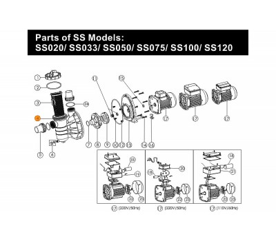 Корпус насоса SS Emaux (031105/01021064/E020304)