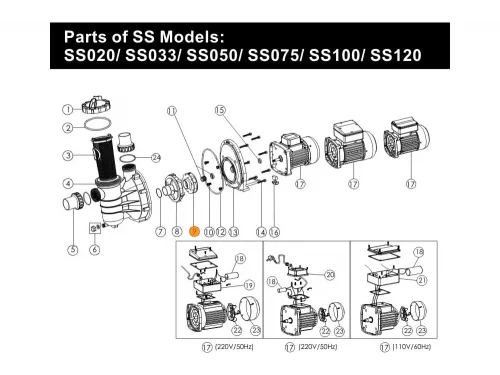Крыльчатка насоса SS 99"13.3 Emaux (0304214) к SS100  01311019