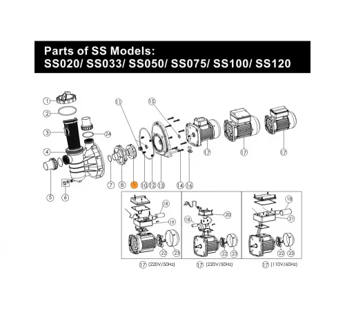 Крыльчатка насоса SS 99"13.3 Emaux (0304214) к SS100  01311019