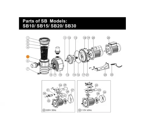 Корпус префильтра насоса SB Emaux 89021305/01021009/Е021305