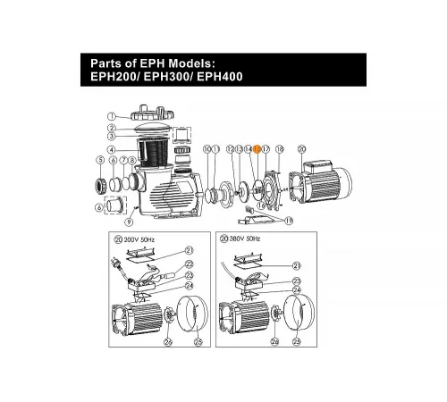 Прокладка крышки задней (фланца) насоса EPH Emaux 02010212