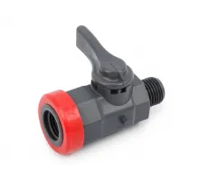 Кран шаровый, ПВХ, наружная и внутренняя резьба G 1/4” 64-04-014-00