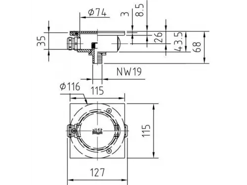 Коробка распаячная Hugo Lahme из бронзы крышка н/с 115х115мм (4010020)