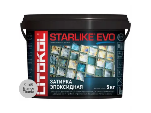 Затирочная смесь Litokol STARLIKE EVO Bianco Titanio S.105, 5 кг