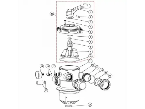 Кран шестиходовой MPV07 1,5'' с верх подкл Т/MFV (без муфт)