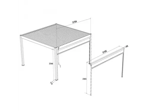 Защитный экран от ветра и солнца (с электроприводом) 3 метра Антрацит