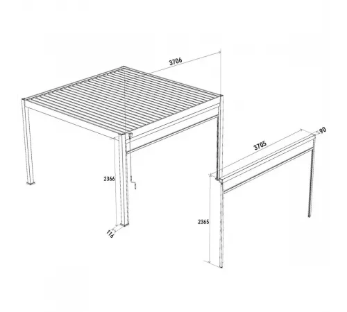 Защитный экран от ветра и солнца (ручное управление) 4 метра Белый
