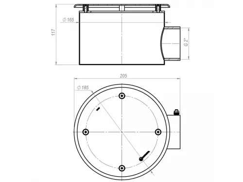 Донный слив под бетон Aquaviva 2'', AISI 304 (D165 мм), антивихревой