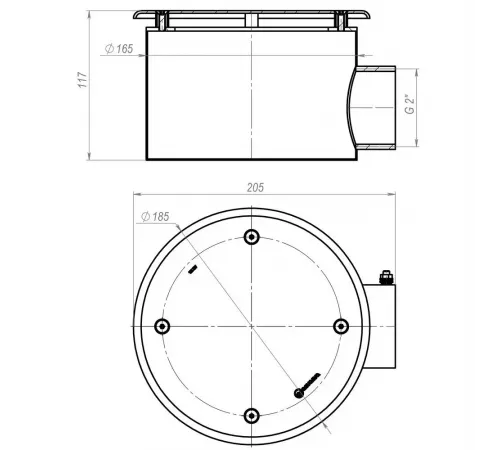 Донный слив под бетон Aquaviva 2'', AISI 304 (D165 мм), антивихревой