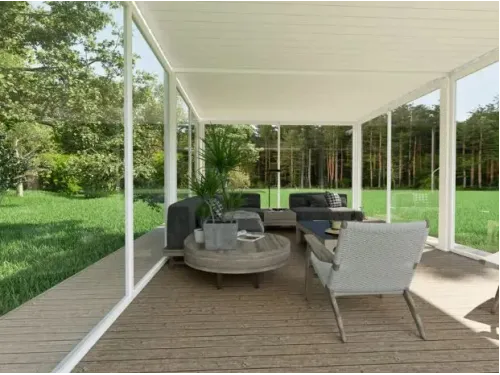 Пергола Aquaviva Авангард с креп. к стене (ламели с электропр.) 7.2X3.6м RAL 9016 (Белый)