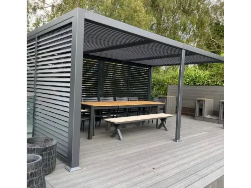 Пергола Aquaviva Авангард с креп. к стене (ламели с электропр.) 5.3X3.6м RAL 7015 (Антрацит)