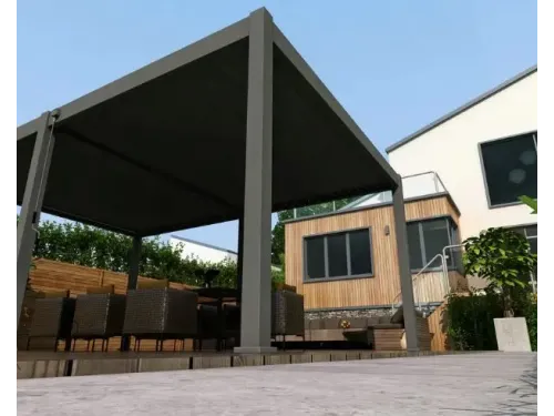 Пергола Aquaviva Авангард с креп. к стене (ламели с электропр.) 5.3X3.6м RAL 7015 (Антрацит)