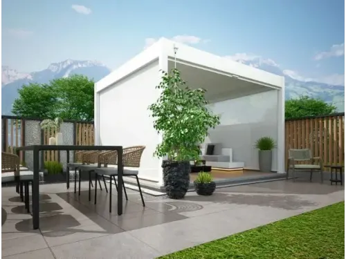 Пергола Aquaviva Авангард с креп. к стене (ламели с электропр.) 5.3X3.6м RAL 7015 (Антрацит)