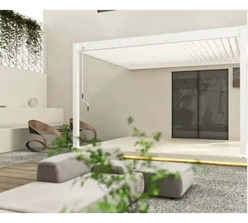 Пергола Aquaviva Авангард с креп. к стене (руч. упр. ламелями) 7.2X3.6м RAL 7015 (Антрацит)