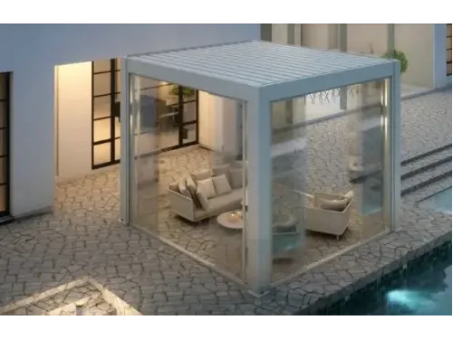 Пергола Aquaviva Авангард с креп. к стене (ламели с электропр.) 5.3X3.6м RAL 7015 (Антрацит)