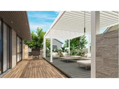 Пергола Aquaviva Авангард с креп. к стене (ламели с электропр.) 5.3X3.6м RAL 9016 (Белый)