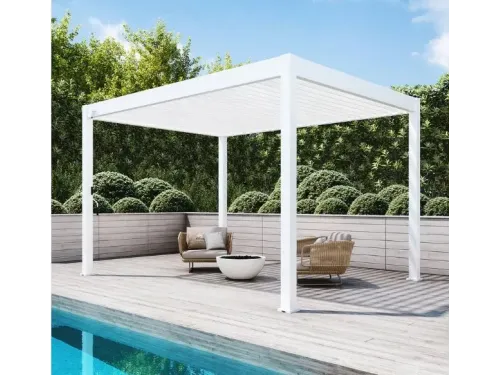Пергола Aquaviva Модерн отдельностоящая  (ламели с электроприводом) 3X3м RAL 9016 (Белая)