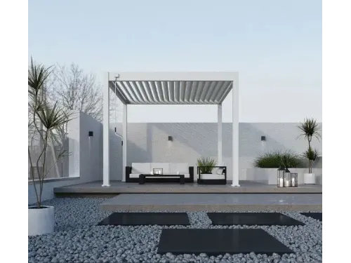 Пергола Aquaviva Модерн отдельностоящая  (ламели с электроприводом) 3X3м RAL 9016 (Белая)