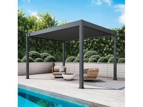 Пергола Aquaviva Модерн отдельностоящая  (ламели с электроприводом) 3X3м RAL 9016 (Белая)
