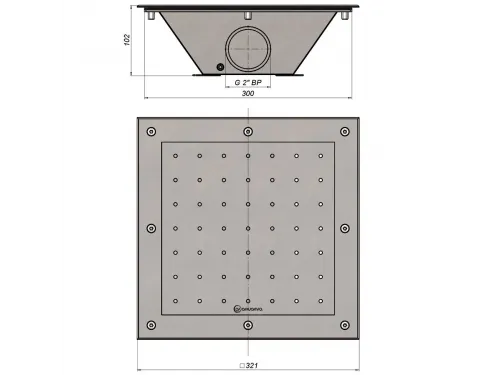 Плато аэромассажное квадратное 400х400 AISI304, лайнер Россия