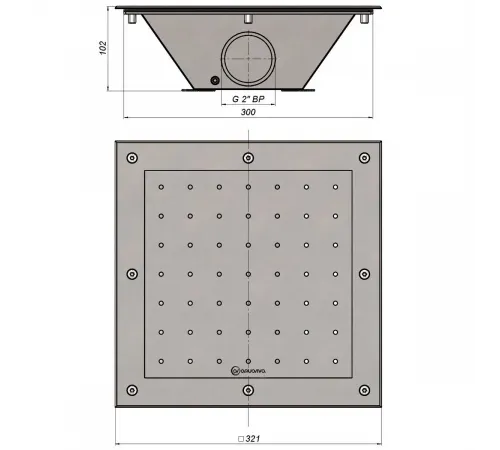 Плато аэромассажное квадратное 300х300 AISI304, лайнер Россия