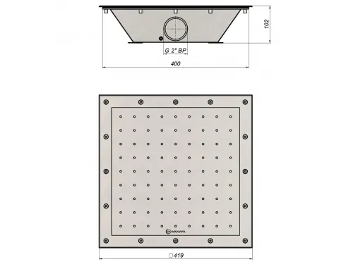 Плато аэромассажное квадратное 400х400 AISI304, лайнер Россия