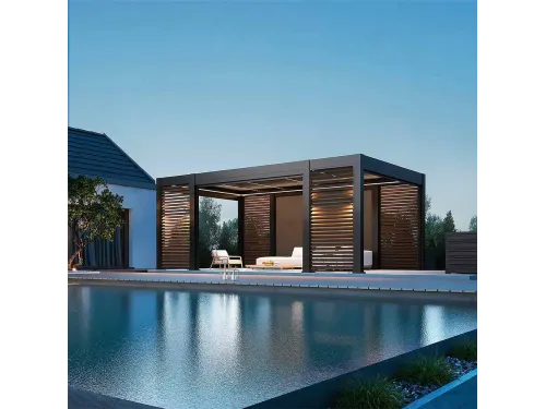 Пергола Aquaviva Элит Отдельностоящая (ламели с электроприводом) 3.6X4.0м RAL 7015