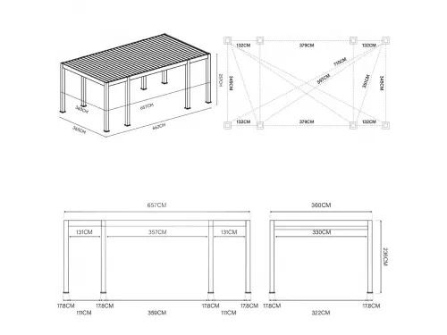Пергола Aquaviva Элит Отдельностоящая (ламели с электроприводом) 3.6X4.0м RAL 7015