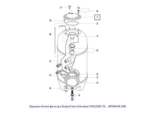 Крышка бочки фильтра Kripsol San Sebastian/АК RFD0100.10R/RRFI0001.01R