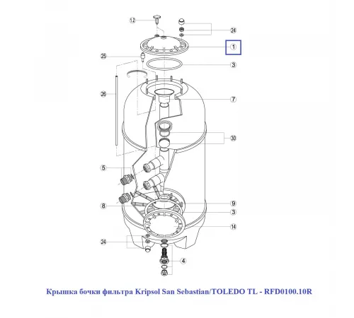 Крышка бочки фильтра Kripsol San Sebastian/АК RFD0100.10R/RRFI0001.01R