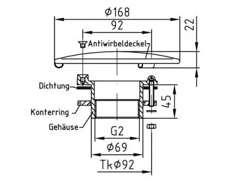 Донный слив Fitstar 2005020 ВР 2", 168 мм