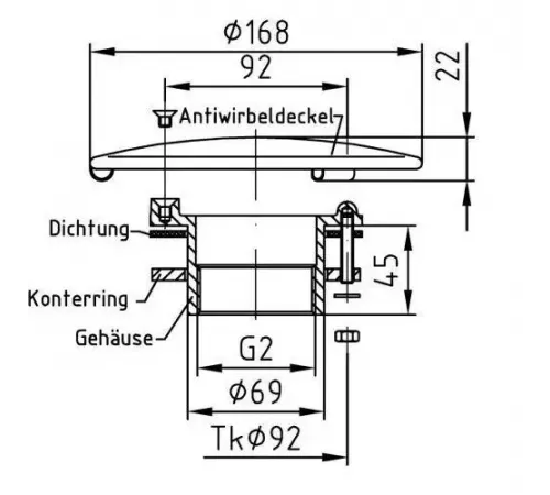 Донный слив Fitstar 2005020 ВР 2", 168 мм