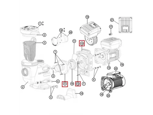 Комплект (сальник, фланец диффузор) к насосам Hayward Max Flo 2 (SPX2700ESA3)