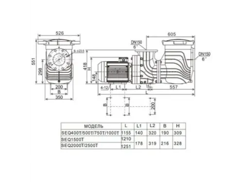 Насос (60 м3/ч, 3 кВт/ч, 380В) Aquaviva LX SEQ400