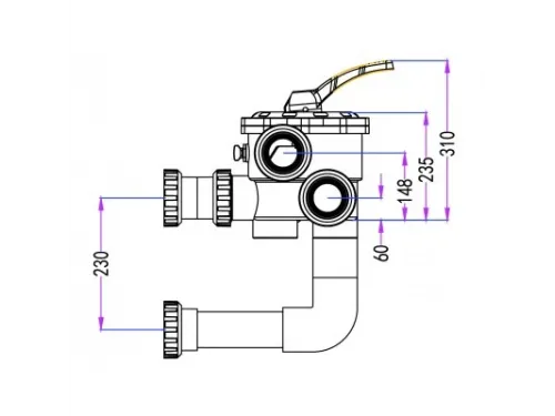 Боковой вентиль Pool King (2,5") к фильтрам серий KS, HK-A