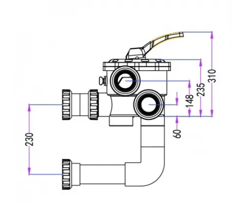 Боковой вентиль Pool King (2,5") к фильтрам серий KS, HK-A