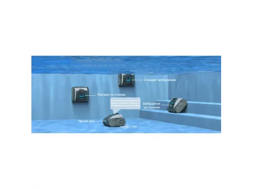 Робот-очиститель беспроводной WybotOsprey700 (65Вт, Li-ion 8.8 Ач, 10м³/час, дно/стены, до 80м²) с АКБ