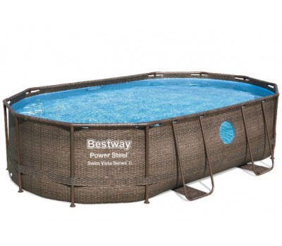 Каркасный бассейн Bestway Ротанг 56946 (488х305х107 см) с песочным фильтром, лестницей и защитным тентом