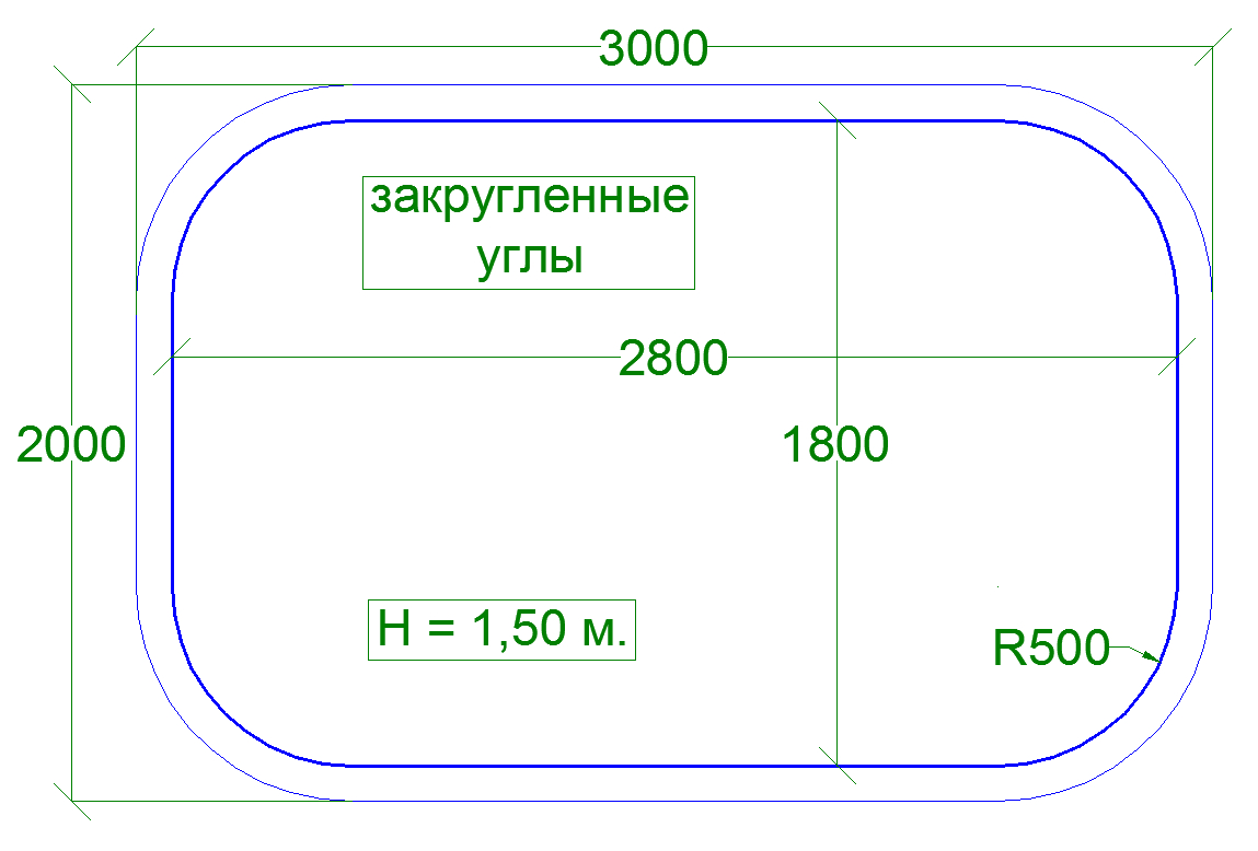 Полипропиленовый бассейн 3,0*2,0*1,5 м.